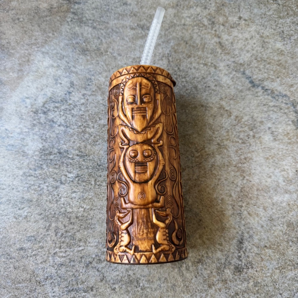 Disney Parks Trader Sam's Polynesian Tiki Tumbler Cup 6.5" w/ Straw NEW Rare